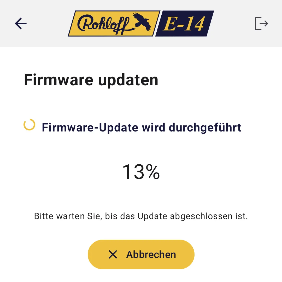 Das laufende Update bei 13 % mit der Taste Abbrechen