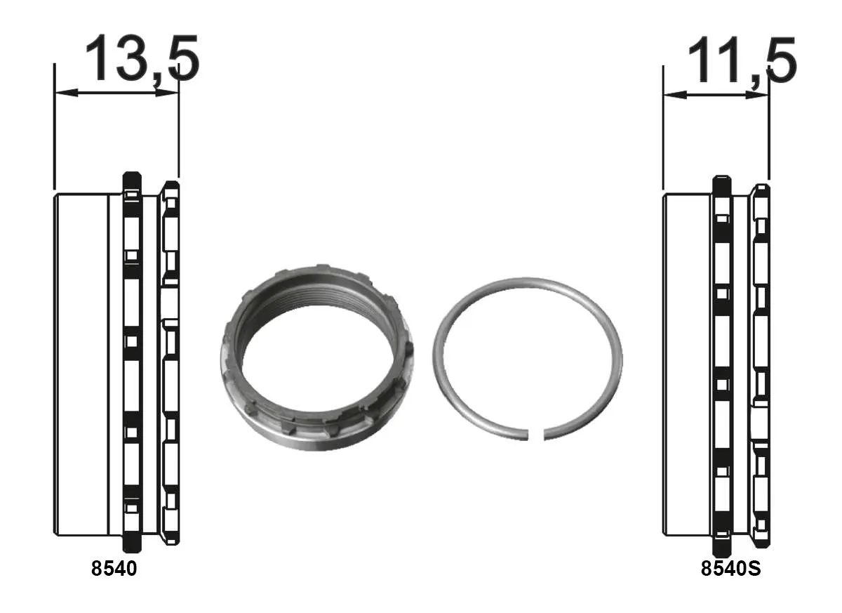 Normál (13,5 mm) és keskeny (11,5 mm) Splined Carrier